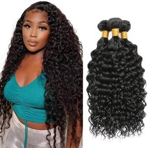 lot 16270 image: 28 30 32 Inch Human Hair Bundles Color 1B Kinky Curly Bundle Niegmeag Brazilian Virgin Soft and Silky Remy Hair Extensions Double Weft Natural Black Kinky Curly Bundle Hair Weave