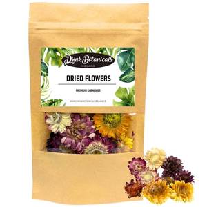 lot 16275 image: Food Grade Dried Mixed Flowers  20 Flowers  100% Natural  Dried Flowers  Cocktail Toppers  for Garnishing Cocktails, Cake Decoration, Tea Infusions  20 Grams, 0.7 oz  Drink Botanicals Ireland