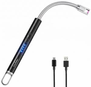 lot 16283 image: Castelar Electric Candle Lighter with Long Flexible Neck, USB Rechargeable Arc Lighter with Safety Lock for Candle, BBQ, Camping, Housewarming, and Birthday Gifts