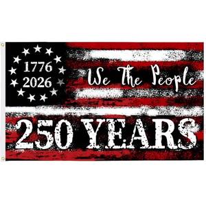 lot 16284 image: Americas 250th Anniversary Flag, 3 Ply Year American Anniversary Flag- Double Sided, 3x5 Ft, 250 Years Birthday Patriotic Decor for Outdoor, Front Door, Porch, Wall (A2)