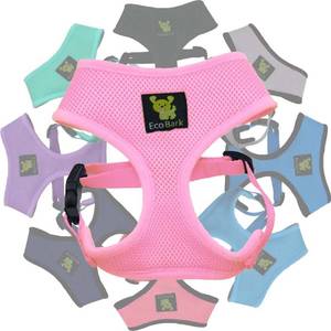 lot 16285 image: EcoBark Dog Harness - Eco-Friendly Max Comfort Harnesses - Luxurious Soft Mesh Halter - Over the Head Harness Vest- No Pull and No Choke for Puppy, Toy Breeds & Small Dogs (Small, Baby Pink)