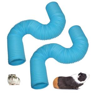 lot 16301 image: PINVNBY Hamster Fun Tunnels Pet Mouse Plastic Tube Toys Small Animal Foldable Exercising Training Hideout Tunnels for Guinea Pigs,Gerbils,Rats,Mice,Ferrets and Other Small Animals(2 PCS Blue)