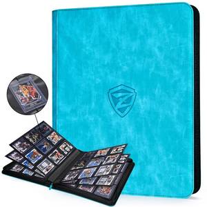 lot 16302 image: ZLCA Top Loaders Card Binder, 9-Pocket Trading Card Album Holder fits for 3 x 4 Top Loader, Double-sided Card Display Storage Carrying Case, Plastic Pages for Holding PTCG MTG Sports Cards (Aqua)