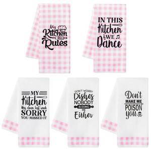 lot 16306 image: R HORSE Cute Pink Kitchen Towel Set 1Pcs Pink Check Kitchen Dishcloth Absorbent Funny Cleaning Dishcloth Bar Hand Towel Kitchen Holiday Decorations Gift for Hostess Mom Women Housewarming