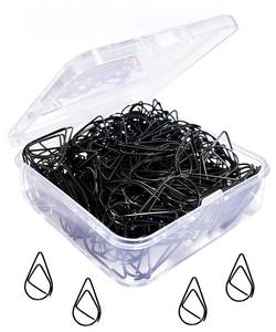 lot 16309 image: 200 Pcs Black Teardrop Paper Clips Bulk,Stainless Steel Rust-Resistant Paperclips for Wedding Invitations, 3X Stronger Hold with Mirror Polish (1inch)