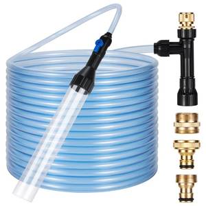 lot 19354 image: DXOPHIEX Gravel Vacuum for Aquarium Fish Tank Siphon Aquarium Water Changer with Three Metal Faucet Adapter and Long Hose 50 Feet