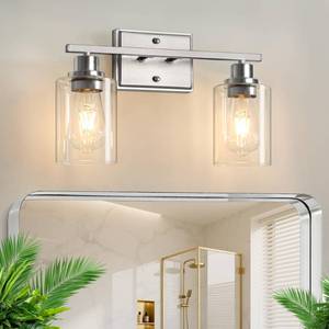 lot 19355 image: Unicozin 2 Light Bathroom Light Fixtures, Modern Vanity Lights Over Mirror, Brushed Nickel Wall Lamp with Clear Glass for Living Room Cabinet Bedroom Porch