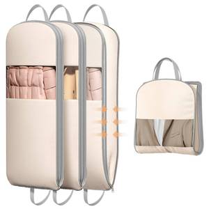 lot 19357 image: DIMJ 4 Pack 43 Compression Garment Bags for Hanging Clothes With Carry Handles and Window, Space Saving Washable Suit Bag for Dress, Clothes, Coats, Down Jacket, Closet Storage, Moving, Travel