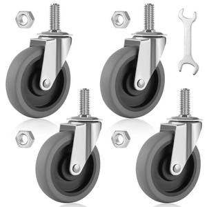 lot 19359 image: Besitu 4 Inches Stem Caster Wheels, 716-Inch Stem Diameter Swivel Casters Set of 4 with Side Brake, Heavy Duty TPR Replacement Wheels for Utility Cart Rubbermaid Mop Bucket Shop Vac Weber Grills