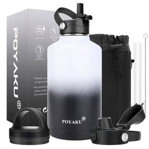 lot 19381 image: Water Bottle Insulated 32oz 40oz 64oz 128oz Straw Lid Spout Lid & 3 Lids, Leak Proof, Vacuum Insulated,Stainless Steel Water Bottle Wide Mouth for Sports, Gym or Office (64oz Day & Night, 64 oz)