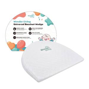 lot 19407 image: Wonder Living Baby Wedge Pillow for Newborn, Incline, Waterproof, Pregnancy Wedge, Premium Foam with Removable Cover, 15 x 12 x 2.6 inches