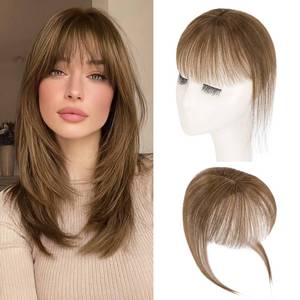 lot 20139 image: Clip in Bangs,S-noilite Bangs Hair Clip ins Human Hair,Clip on Bangs,Invisible 3D 360°Cover Air Bangs Hair Pieces Lightweight Wispy Bangs Topper for Women 10g8 inch #04 Medium Brown