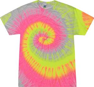 lot 20147 image: Colortone 100% Cotton Pigment Tie Dye T-Shirt for Women and Men, Medium, Silver Rainbow