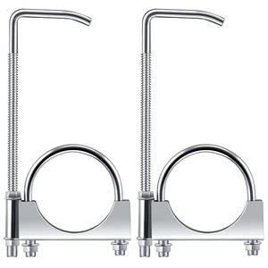 lot 20152 image: Datanly 2 Pcs 2.75 Inch Universal Exhaust Clamp with Hanger, Made of Heavy-Duty Clamp with Rear Muffler Hanger Exhaust Pipe for Cars, Trucks Pipes