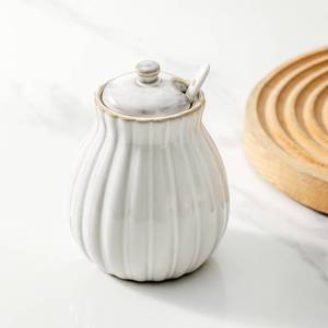 lot 20199 image: Seyatoo Sugar Bowl with Lid and Spoon, Ceramic Sugar Container for Coffee Bar, Sugar Jar Holder Sugar Dispenser Bowl for Sea Salt, Spice and Sugar, Classic White