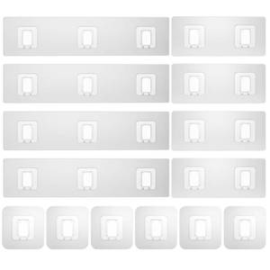 lot 20213 image: Lsnisni 14 Pack Shower Caddy Adhesive Replacement, Waterproof Shower Shelf Adhesive Strips, Strong Adhesive Flat Hooks for Bathroom Storage Shelves and Kitchen Racks No Drilling, Clear