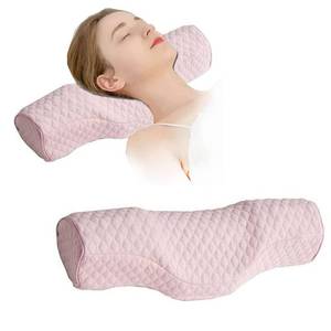 lot 20218 image: Cervical Neck Pillow for Pain Relief Sleeping, Neck roll Pillow Memory Foam for Stiff Neck Pain Relief ��Travel Bolster Pillow for Bed for Side Sleepers Back Sleeper. (Pink)