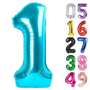 lot 20225 image: Light Blue�� Number 1 Balloon 40 Inch, 1st Birthday Balloon for Baby Boy Girl Toddler First Birthday Decorations, Shiny Light Blue�� Party Supplies