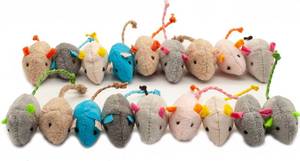 lot 20232 image: Fashions Talk Cat Mice Toy 18-Pack Plush Catnip-Filled Mice Toys for Indoor Cats - Realistic Design, 9 Assorted Colors, 2 of Each, Value Pack