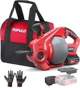 lot 1764 image: Populo cordless lithium ion drain auger kit