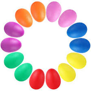 lot 19395 image: Colorful Plastic Easter Eggs Set Musical Maraca Eggs