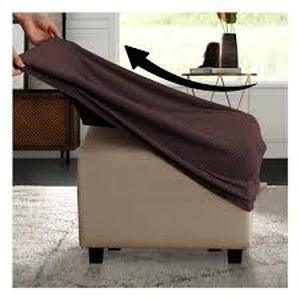 lot 20215 image: Brown Satin Fabric Square Ottoman Cover