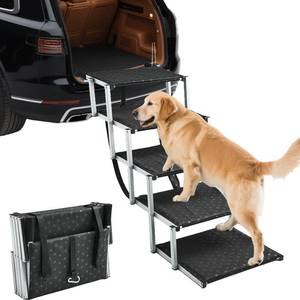 lot 1809 image: Saker Foldable Dog Ramp for Cars, SUVs, Trucks, Portable Pet Dog Stairs with Non-Slip Surface & Reinforced Design, Lightweight Yet Sturdy Supports Up to 200lbs (Extra Wide-5 Pet Steps)