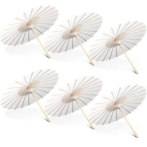 lot 1813 image: Sanwuta 8 Pcs 23.6 Inch Paper Parasol Umbrellas Chinese Japanese Handmade Oil Paper Sun Umbrella for Wedding Bridal Party Photo Props DIY Decor Garden Parties Tea Party Decorations(White)