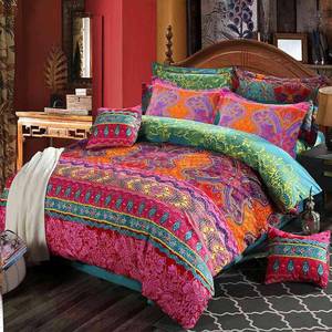 lot 1815 image: ETDIFFE Boho King Size Comforter Set, 3pc Colorful Bohemian Chic Soft Bedding Set, All Season Lightweight Hippie Teal Orange Bed Comforter (90x104)
