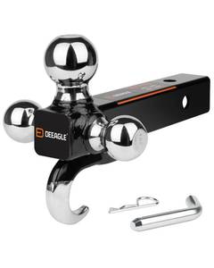 lot 1830 image: DEEAGLE 3 Ball Hitch with Hook, Tri Ball Hitch, 1-78, 2 and 2-516 Ball, Fit 2 Hitch Receiver, Heavy Duty Tow Hitch