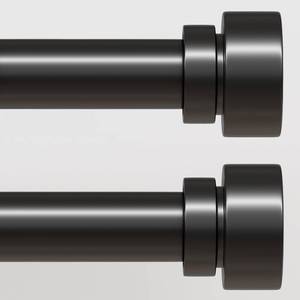 lot 1848 image: Lootkell 2 Pack Modern Black Curtain Rods Set for Windows 28 to 48 Inches Adjustable Length Heavy Duty 1 Diameter Window Curtain Rod with Decorative Finials for Outdoor Bedroom Kitchen Living Room