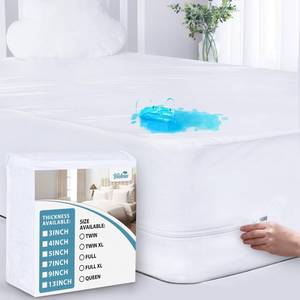 lot 1866 image: Waterproof Mattress Protector Queen (3457913Inches), High Profile Zippered Mattress Cover & Encasement, 6 Sides Wrapping Box Spring Cover