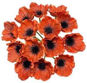 lot 2264 image: LebriTamFa 14Pcs Real Touch Anemone Poppy Bouquet for Artificial Flower Decor Kitchen Table Centerpiece Vase Home Greenery Wedding Holding Flowers Backdrop Arch Wall (Brown)