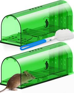 lot 2265 image: Motel Mouse Humane No Kill Live Catch and Release Mouse Traps, Reusable with Cleaning Brush - 2 Pack