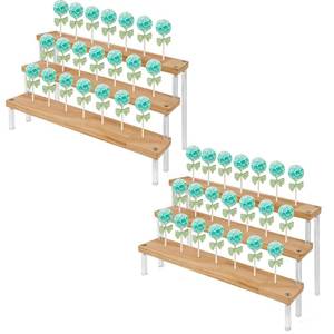 lot 2271 image: MVRPOWER 2PCS 3-Tier Wood Cake Pop Stand with Acrylic Sticks, Cupcake Dessert Display Stand Riser for Wedding Birthday Party Christmas Day