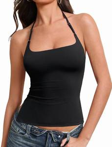 lot 2278 image: Avidlove Halter Tops for Women Going Out Sexy Side Split Backless Y2K Double Lined Cute Crop Tank Top Womens Summer Tops Trendy Outfits Black S