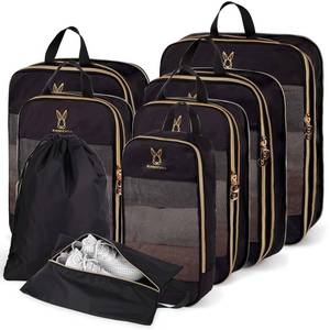 lot 2279 image: 6 Set Compression Packing Cubes for Travel, Bunnychill Portable Zipper Packing Cube for Cloting, Expandable Space Saver Storage Luggage Organizer Bags for Suitcases(Black)