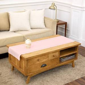 lot 2281 image: Solino Home Linen Pink Table Runner 48 Inches - Classic Hemstitch, 100% Pure Linen Coffee Table Runner 14 x 48 Inch Ideal for Dresser Tables - Spring, Summer