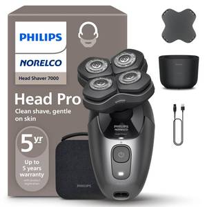 lot 2289 image: Philips Norelco Head Shaver Pro 7000 Series - Electric Shaver for Men and Women, 360° Flexing Head & ComfortCut Blades for Clean Shave, Gentle on Skin, Model HS798040