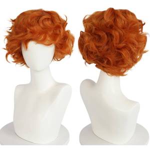 lot 2291 image: ANOGOL Hair Cap  Short Curly Wig Orange Cosplay Wigs Ginger Orange Curly Wig for Men Male Ginger Cosplay Costume for Adult Short Orange Hair for Costume Halloween Party Cosplay Outfit