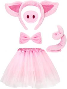 lot 2349 image: WILLBOND Kids Pig Costume Set Pig Tutu Skirt Animal Fancy Costume Kit Accessories for Girls Dress up Cosplay Party(L)