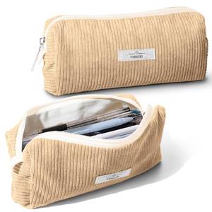lot 2363 image: Purbert Pencil Bag Pen Case, Soft Corduroy Small Pencil Pouch Organizer with Zipper, Cute Pencil Case Pouch Stationery for Girls and Boys �� Apricot