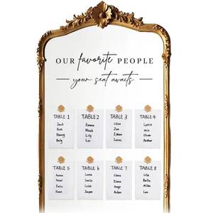 lot 2372 image: LemonSecret Wedding Seating Chart Decal Kit, Our Favorite People Mirror Sticker with Transparent Behind Film, 25 Wax Seal Stickers, 25 Cotton Watercolor Paper for Wedding Mirror Sign Decor(Black)