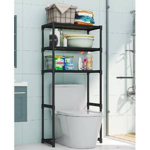 lot 3175 image: MilleLoom 3 Tier Bathroom Over Toilet Organizer Rack, Over The Toilet Storage Rack, Space Saver Carbon Steel Bathroom Shelves, Freestanding Bathrooms Shelves for Restroom Laundry Balcony, Black