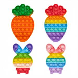 lot 4304 image: Easter Pop Fidget Toys for Kids, 4 Pack Rainbow Bunny and Carrot Push Bubble Sensory Toys, Easter Basket Stuffers for Kids Toddlers Boys Girls, Stress Relief Party Favors Gifts ONLY ONE
