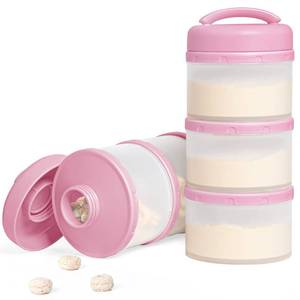 lot 4320 image: Termichy Stackable Formula Dispenser Portable Milk Powder Container, 2 Pack, Baby Pink