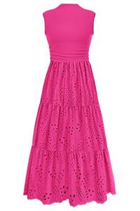 lot 4321 image: PRETTYGARDEN Summer Dresses for Women 2026 Casual Eyelet Sleeveless Wedding Guest Maxi Dress Tank Top Sundress with Pockets (Rose Red,Small)
