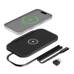 lot 4329 image: Wireless Car Charger Silicone Pad, for iPhone1211 ProXSXR88Plus,15W Fast Car Wireless Charging Non-Slip Mat, for Samsung S21S22S23S24S25Androids,80cm Cable, Black