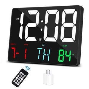 lot 4340 image: Amgico Digital Alarm Clock with Snooze, Temperature, Auto Dimming, 11.5 Large Display Calendar, DeskWall Clock for Bedroom, Living Room, Office, Home, Classroom, Kids, Elderly - Colorful