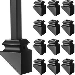 lot 4341 image: Funrous 12 Pack Iron Baluster Shoes Stair Flat Shoe with Screw for 12 Inch, Square Iron Balusters Wrought Spindles for Staircase Slant Shoes with Screw, Satin Black